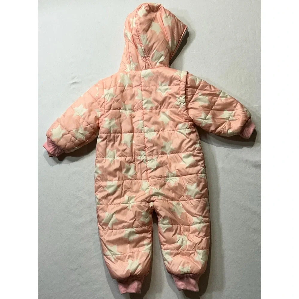 Urban Republic Girls Pink Star Print Sherpa Lined Quilted Snowsuit Pram Suit 18M